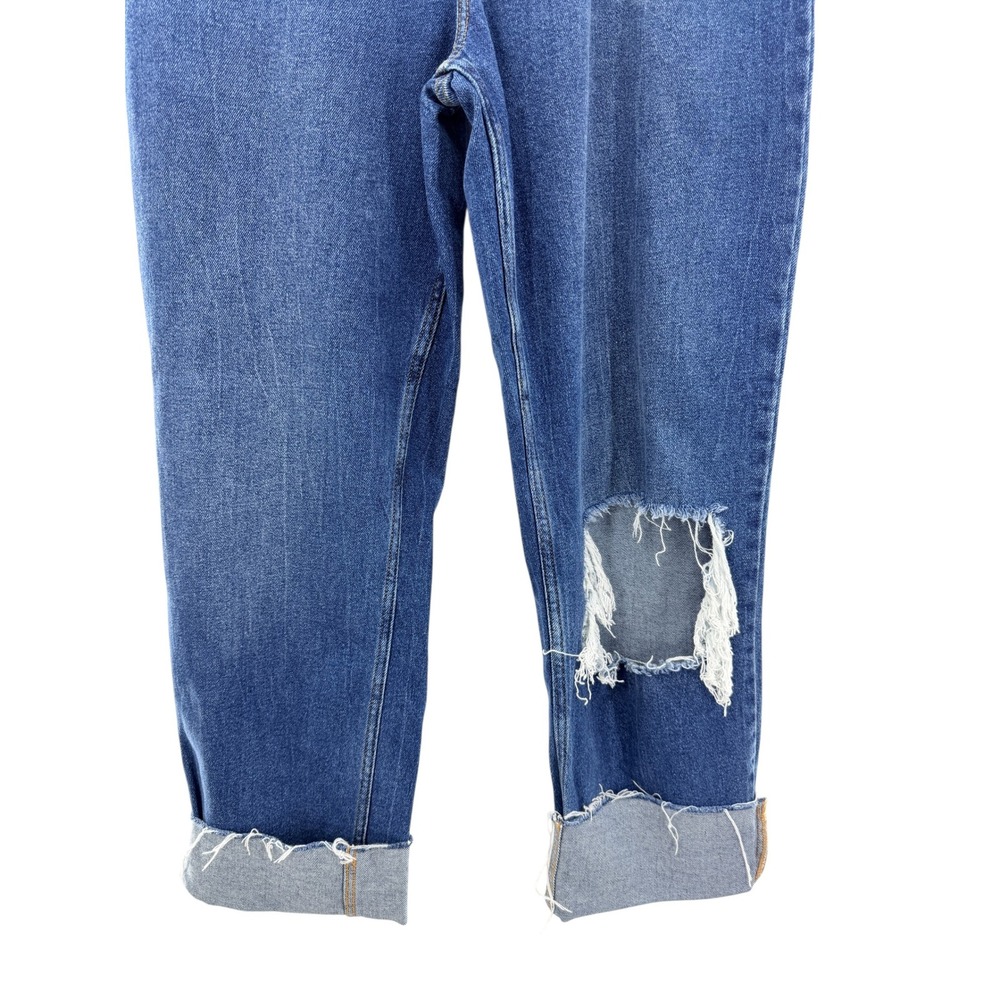 Abercrombie & Fitch 90s Straight Ultra High Rise Distressed Blue Jeans 32 14R‎ - Picture 3 of 6